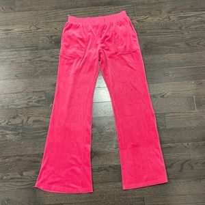 Hot pink velour flare pants